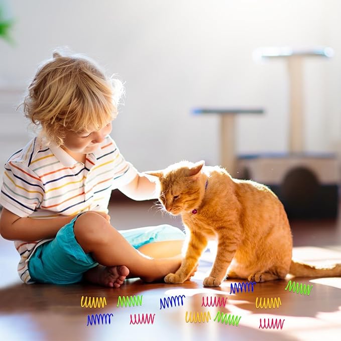 Andiker Spiral Cat Toy, 20pcs Interactive Elastic and Durable Coil Spring Toy for Indoor Cats, Relieves Boredom and Anxiety