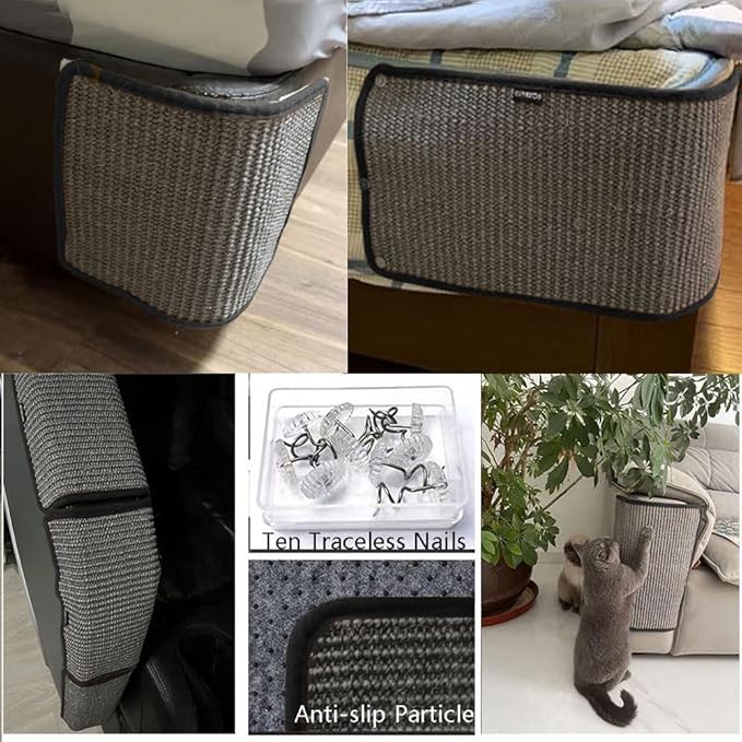 Cat Scratching Pad Natural Sisal Sofa Corner Furniture Protector Scratcher Mats Protecting Carpets and Sofas Couch Corner Furniture Anti-Slip Sisal Cat Repellent Mat for Sofa Bed Desk Legs