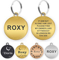Dog Tags Engraved for Pets Personalized Dog Name Tags Dog ID Tags Small Cat Tags Large Dog Collar Tags Custom Text Stainless Steel Engraved on Both Sides(S Gold)