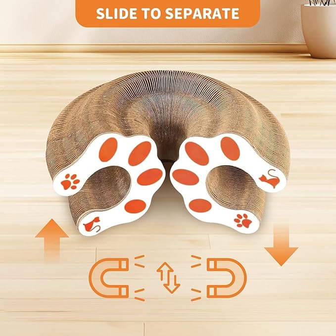 Collapsible Cats Cardboard Scratcher, Interactive Cat Toys for Indoor Cats, Scratch Pad Shape Shifting Ball Track with Bell, Magic Organ Cat Toy for Chase & Scratch Paw Toys for Kitties Paw