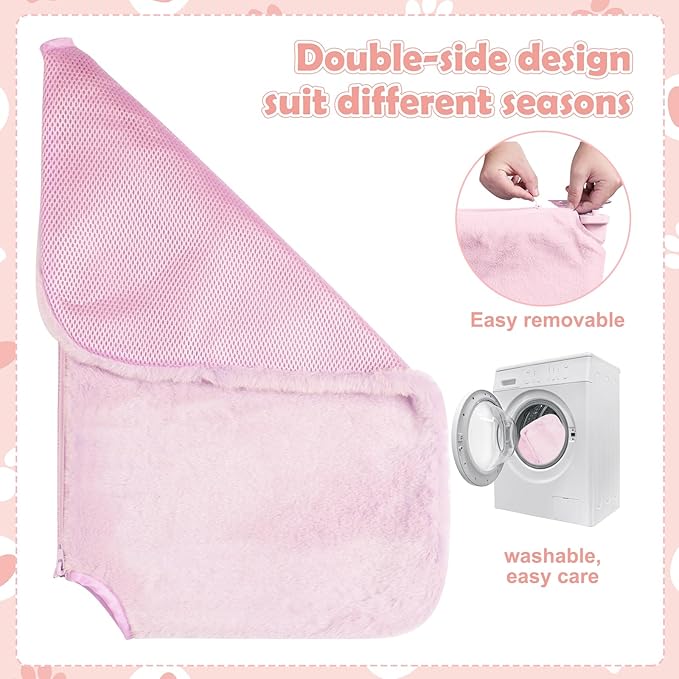 2 Pack Cat Window Perch,Cat Window Hammock Cordless Foldable Window Bed with 4 Large Strong Suction Cup,Reversible Cushion Cover,Metal Frame Easy to Adjust Window Seat Holds up to 40lbs(Pink，M)
