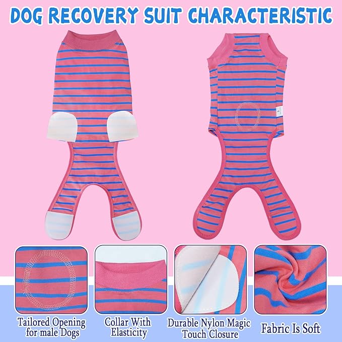 Dog Surgery Recovery Suit, Recovery Shirt for Male Female Dog Cats, Cone E-Collar Alternative Abdominal Wounds Spay Bandages Onesie, Anti-Licking Pet Surgical Recovery Suit,Pink Medium