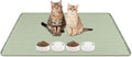 Lanstics Cat Food Mat, 40" x 28" Large Silicone Mat Cat Feeding Mat with Raised Edge Non-Slip Pet Feeding Mat for Food and Water Bowl, Easy to Clean, Floor Protection (Green)