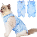 2 Pack Cat Surgery Recovery Suit for Female and Male, Soft Cat Spay Shirts Clothes, Comfortable Kittens Pajamas Onesie, Adjustable Fit to Stop Licking, Blue M