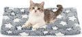 Dog Cat Bed Mat, Soft Coral Fleece Pet Cushion Pad with Cute Star Print, Warm Washable Pet Bed 19x13 Inches, (Gray White), Intended for Medium Small Dog Cat