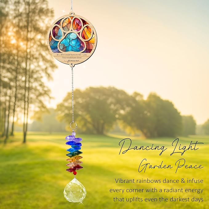 2 Layered Ornament Suncatcher - Pet Memorial Suncatcher - Dogs Sympathy Hanging Ornament - Paw Ornament for Loss of Pet - Mother's Day Father's Day Birthday Gifts for Dog Lover