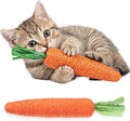 2 PCS Kitten Teething Toys for Indoor Cats, Cat Chew Toy Natural Sisal Cat Teething Toys Orange Carrot Interactive Cats Kicker Toy Interactive Kitten Kicker for Indoor Kitty Exercise