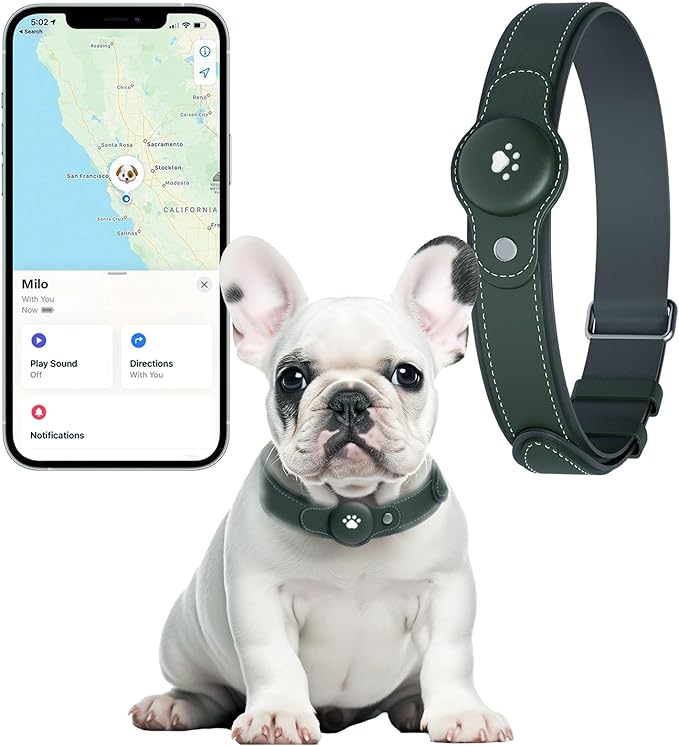 2-in-1 GPS Tracker for Dogs&Cats : Smart Collar with Real-Time Location, No Monthly Fee, Unlimited Range (iOS Only) GPS Tracker Dog Collar- Ideal for Small, Medium Large Dogs(Tracker Included)(Green)
