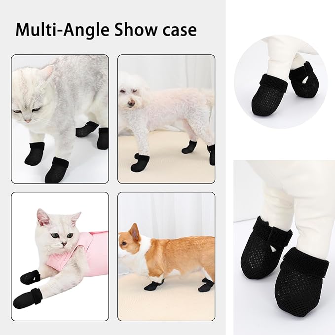4Pcs Anti Scratch Cat Booties, Cat Anti-Scratch Shoes, Mesh Breathable Shoes for Bathing, Nursing, and Grooming