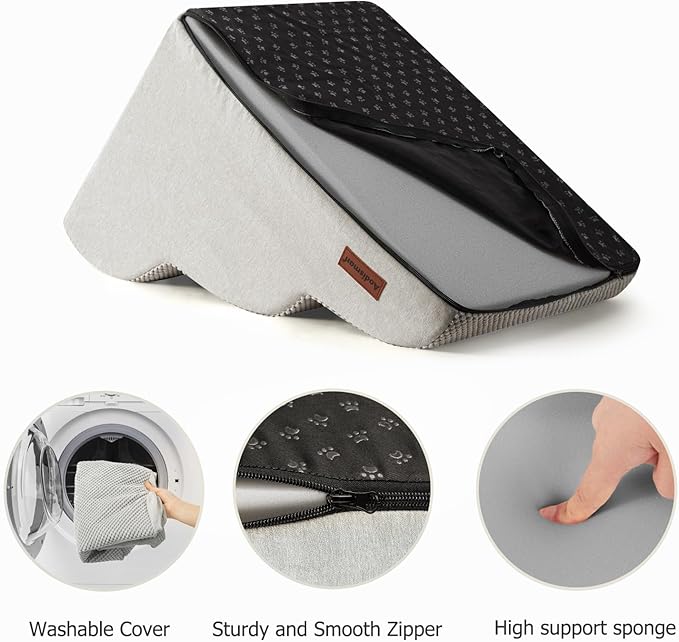 Dog Ramp and Stairs for Small Dogs & Cats,3-Step Pet Stairs for Couch Sofa and Chair,Indoor Anti-Slip Dog Stairs for Old Cats and Puppy,Light Grey