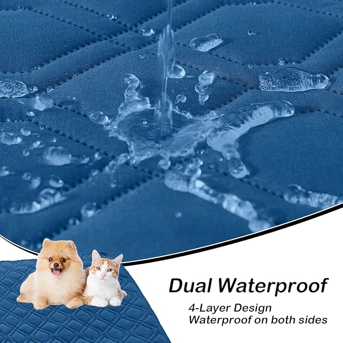 hyha Waterproof Dog Bed Blanket, Soft Pet Blankets, Waterproof Couch Cover for Dogs, Reversible Sofa Covers Washable for Furniture (52x82 Inch, Navy Blue/Navy Blue)