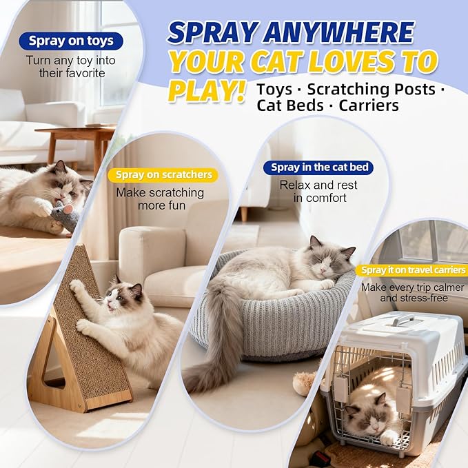 Upgraded Catnip Spray for Cats with Silvervine–Natural Dual-Plant Formula,Loved by 9 Out of 10 Cats,Cat Nip Spray Refresh Toys&Training Aid for Indoor Cats