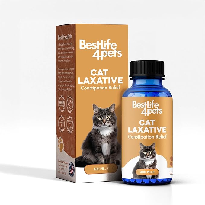 Cat Laxative Constipation Relief for Cats, Natural Stool Softener Support, Odorless Pills for Cat Constipation Relief, Promotes Regular Bowel Movement & Digestive Comfort, Easy Dosing (400 Pills)