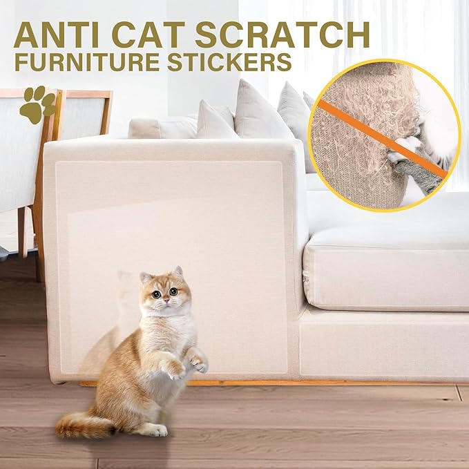 Anti-Cat Scratch Furniture Protector, Flexible Sticky Couch Corner Guard, Thicken Vinyl Cat Scratch Tape (316" x 11.8")