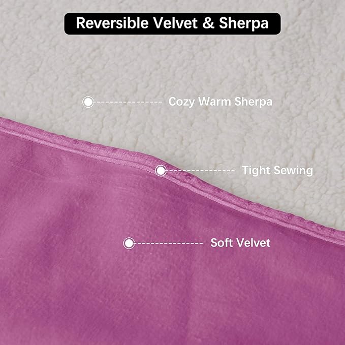 Waterproof Dog Blankets for Medium Dogs, Washable Pet Blanket for Indoor Cats, Plush Sherpa Puppy Throw Furniture Protector for Bed Couch Sofa(30"x40",M,Purple)