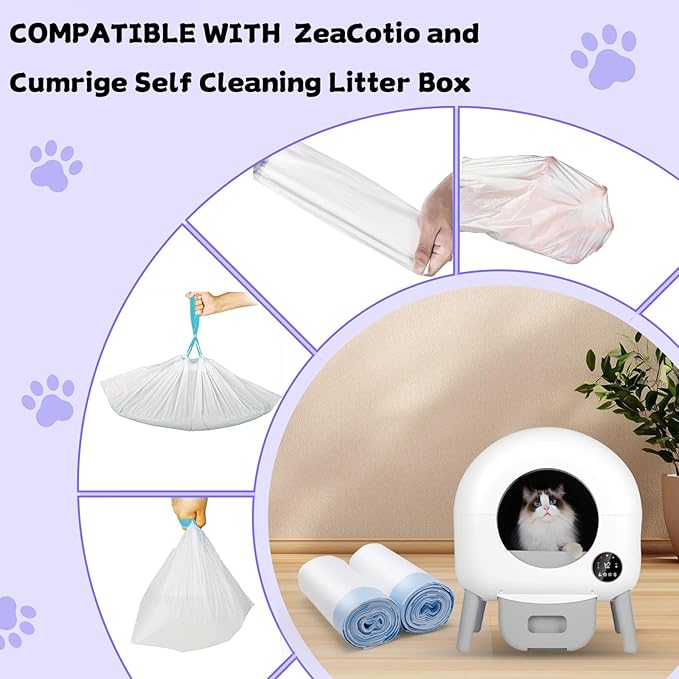 40 Count 26" x 11.8" Cat Litter Box Liners for Fsitego and Fumoi Self Cleaning Litter Box, Extra Thick Heavy Duty Cat Litter Bags Replacement, 3-4 Gallons of Capacity