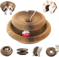 Kitty Curls Cat Toy, Magic Organ Cat Interactive Scratcher Cardboard with Bell Ball, Foldable & Changeable Accordion Shape Exercise Anxiety Relief Toy for Indoor Cats (1PCS)