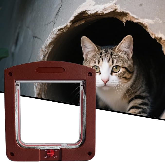 Cat Door | 4-Way Locking Puppy Flap for Exterior Door | Weatherproof Puppy Flaps for Bedroom Basement Garage Pet Parents Homeowners Apartment Animal Lovers Property Managers
