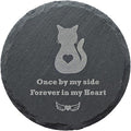 Round Cat Memorial Stone 4 Inch – “Once by My Side, Forever in My Heart” Engraved Grave Marker, Cat Loss Sympathy Gift, Outdoor Garden Pet Memorial Plaque, Indoor Memorial Decor