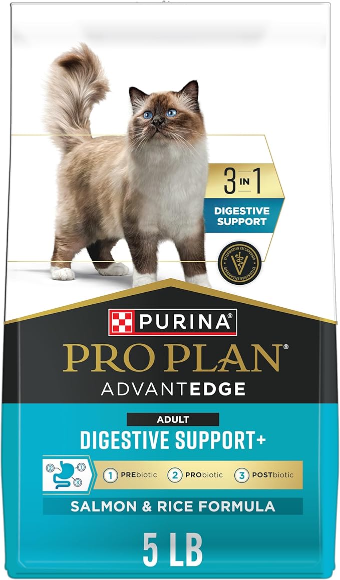 Purina Pro Plan AdvantEDGE Digestive Support Plus Adult Salmon and Rice Formula Dry Cat Food - 5 lb. Bag