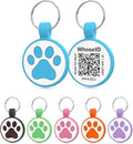 WhoseID QR Code Cat Tag, Modifiable Pet Online Profile Page, Multiple Emergency Contact, Silent Silicone, Lightweight, No Jinging, Collar Accessories, QR Cat ID Tag (Small Breeds - 1", Blue)