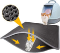 LeToo Cat Litter Mat Grey Trapping for Litter Box, No Slip & Large, Urine & Waterproof, Honeycomb Double Layer Anti Tracking Kitty Mats, No Phthalate, Washable Easy Clean (24" x 15", Grey)