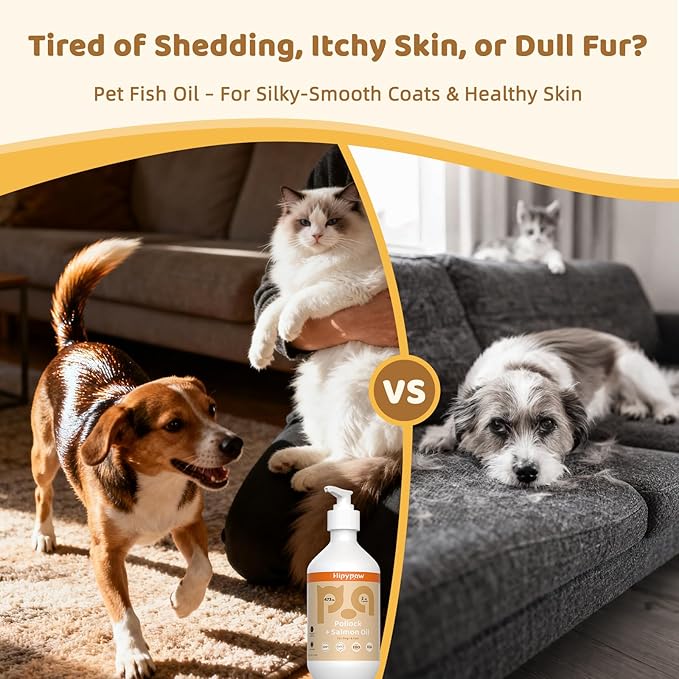 Fish Oil Omega 3 for Dogs: Salmon & Pollock Oil for Dog and Cat - Defense Liquid Supplement for Skin, Coat Brain, Hip, Joint and Heart Health - Omega Oil for Pet(16OZ)