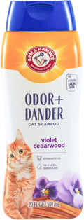 Arm & Hammer Odor Control & Dander Reducing Shampoo for Cats, Baking Soda Cat Shampoo for Dander, Odor Control, Coat Cleaning and Dry Skin Care, Violet Cedarwood Scent, 20 Fl Oz