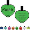 Silicone Silent Dog Tag Personalized with 5 Lines of Custom Deep Engraved Durable Soundless Pet ID Name Tag Heart Green