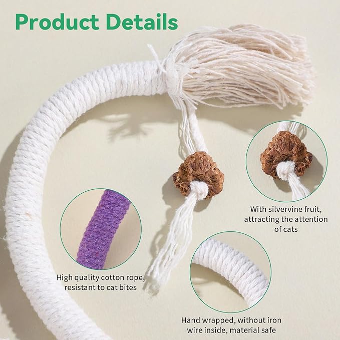 Cat Toys Cat Chew Toys, 8Pack cat Toys for Indoor Cats, cat Toys Interactive, Dental Care Chew Ropes with Cotton String, Fun Chew Sticks for Indoor Cats Playtime (8PCS)