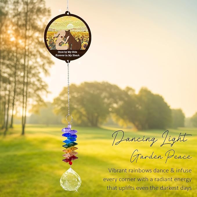 2 Layered Ornament Suncatcher - Pet Memorial Suncatcher - Crystal Unique Hanging Ornament - Sympathy Thoughtful Keepsake - Mother's Day Christmas Birthday Gift for Dogs Lover Dog Mom
