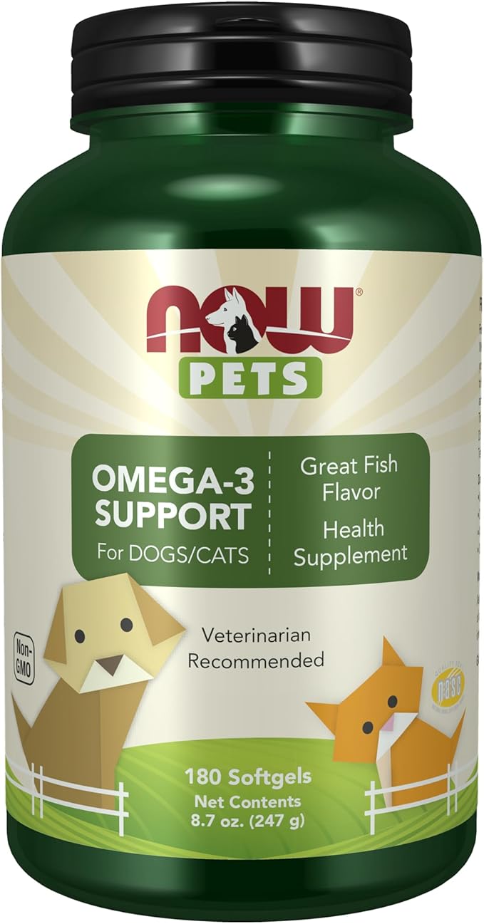 NOW Pet Health, Omega 3 Supplement, Formulated for Cats & Dogs, 180 Softgels