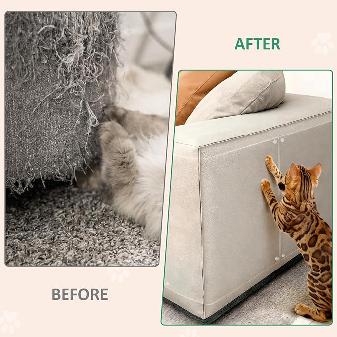Anti-Cat Scratch Furniture Protector - 10 Pack Couch Protectors from Cats Claws, Clear Cover Protection from Cat Scratching on Your Sofa, Furniture, Wall & Door Corner
