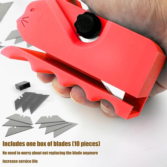 Cardboard Cutter for Cat Scratchers with 10pcs Blade,3D Printed Card Board Cutter Kids DIY Cat Scratchers Cardboard Strip Tool Machine for Cat Lovers (Red)