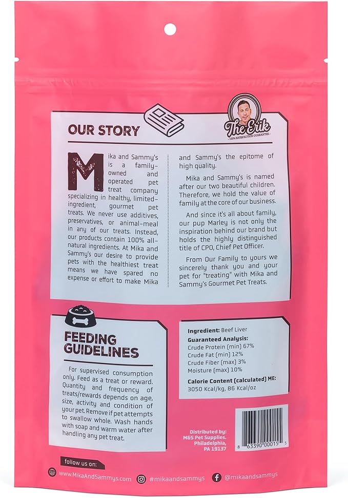 Mika & Sammy's Gourmet Jerky Dog Treats Made in the USA. (Beef Liver 5 Oz)