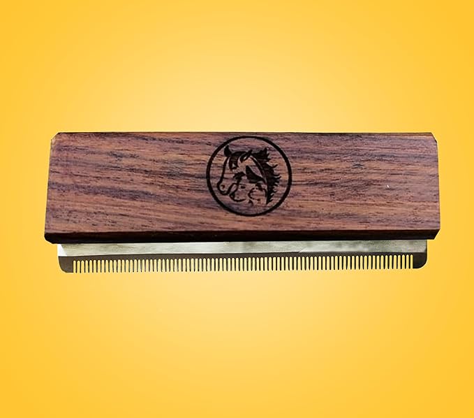 Deshedding Grooming Brush for Dogs Cats & Horse Easy Ergonomic Wood Groomer Brush Professional Brush Grooming Tool Supplies, Remove painlessly 95 Percent of Lose Hair Fur & Dirt (5 inch)