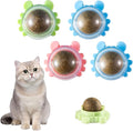 Catnip Balls 4 Pack Wall Mounted Catnip Balls 360° Rotatable Interactive Cat Toys for Indoor Cats Anxiety Relief & Teeth Cleaning Chew Toys