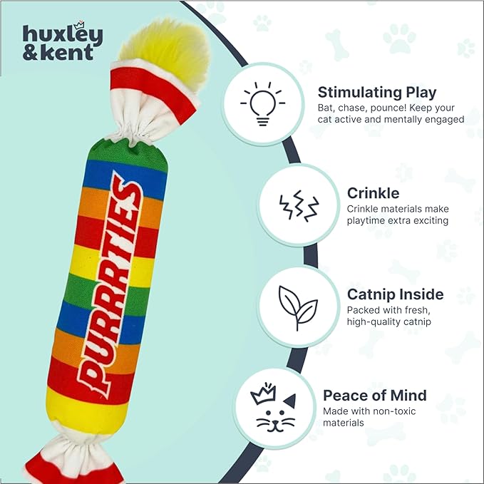 Huxley & Kent Kicker Plush Cat Toy - Interactive Catnip Toy for Cats & Kittens - Soft Canvas for Kicking & Batting - Fun Indoor Play - Purrrties Kicker