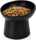 YauYik Raised Cat Bowl Black, Elevated Cat Food Bowls with Tilted Angle, Stress Free, Anti Vomiting, Ceramic Water Bowl for Cats Small Dogs Feeding Dish, 8 Ounces