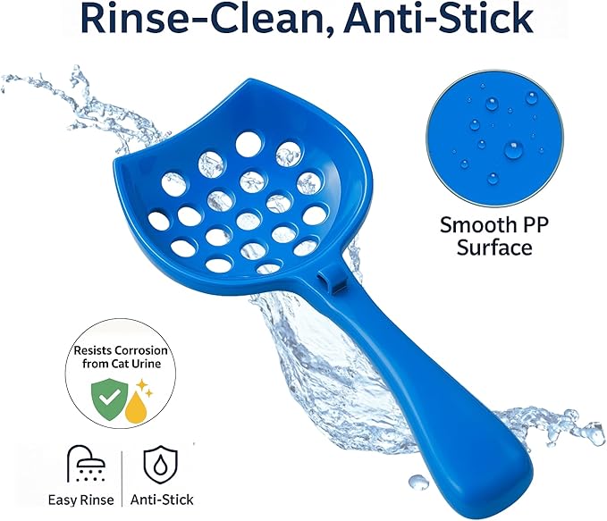 Small cat Litter Scooper with Holder: Perfect for Small Spaces. cat Litter Scooper with Holder: Easy to Store Anywhere. cat Scooper for Litter Box - Pellet Litter Scoop (Blue)