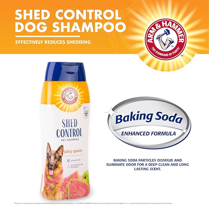 Arm & Hammer for Pets Shed Control Shampoo, Juicy Guava Scent | Professional Quality Dog Shed-Less Shampoo, De-Shedding Dog Shampoo, Free of Sodium Lauryl Sulfate & Parabens, 20 Fl Oz - 6 Pack