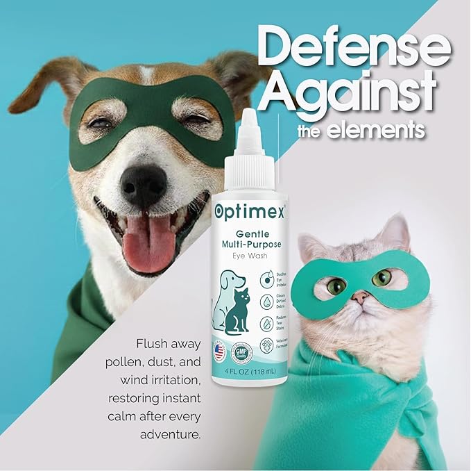 Gentle Multi-Purpose Eye Wash for Dogs & Cats-4 fl oz-Helps with Eye Infections, Redness, Irritation, Tear Stains & Discharge-Supports Pink Eye, Conjunctivitis & Dry Eye Relief-Vet Formulated