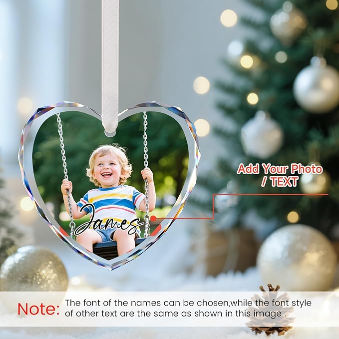 Personalized Christmas Ornaments with Photo Name, Engagement Ornament 2026, Wedding Gifts for Couples, Bridal Shower Gifts for Bride, Newlywed, Mr & Mrs, Her