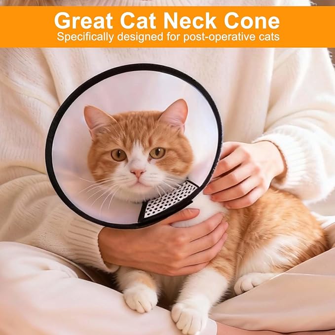 VOVIGGOL 2 Pack Cat Cones to Stop Licking, Cat E Collar Pet Cone for Cats After Surgery, Pet Elizabethan Collar Dog Head Cone Recovery Cone for Most Cats & Small Dogs (Size M, 5#)