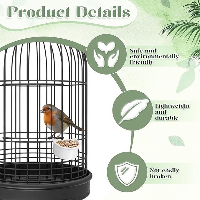 6 Pcs Bird Food Feeder, Bird Cage Feeder Hanging Feeding Bowl Seed Container White Food Dishes Bowl Birds Cage Accessories for Small Parakeet Pigeons Conures