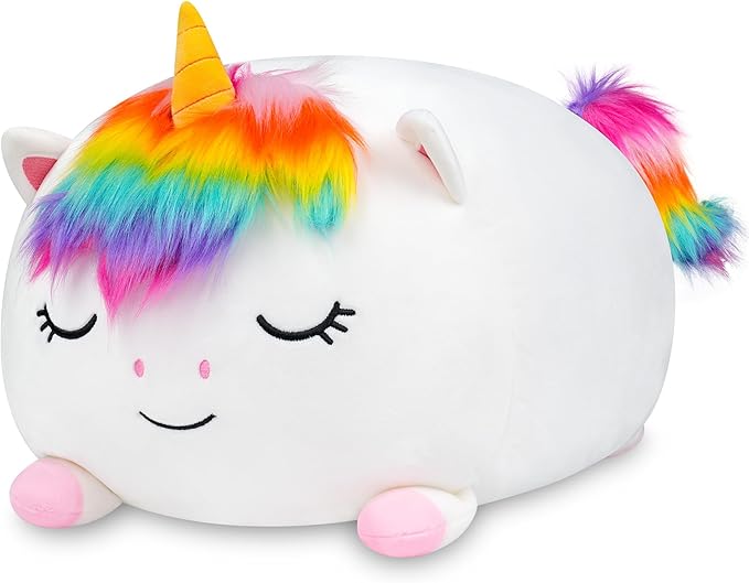 Unicorn Plush, Stuffed Animal Set with 4 Baby Unicorns, Soft Stuffed Toy Pillow, Pink Birthday for Kids Boys Girls