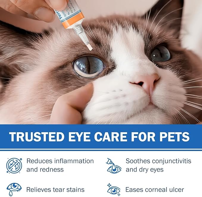Pet Eye Cream Health for Dogs, Cats, Cattle, Sheep, Horse, Bird 1/8 oz / 5 gr, 1 Tube Gentle Daily Eye Care, Easy Topical Application