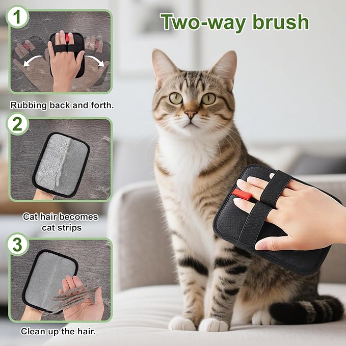 3PCS Flea Comb for Cats and Dogs with Pet Hair Remover Glove, Portable Pet Grooming Kit with a Release Button, Flea Removal Brush, Deshedding Glove for Shedding, For Pet Massage and Shed Hair Removal