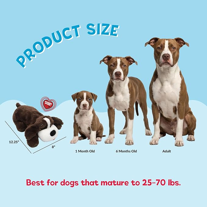 Snuggle Puppy Heartbeat Dog Toy for Puppies, Real-Feel Heartbeat, Calming Sleep Aid and Crate Training Comfort Toy with Heat Pack, Medium Breed Buddies Bully Breed (Pit Bull, Bulldog)