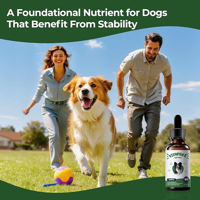 Vitamin E for Dogs, Liquid Vitamin E Oil for Skin & Coat Support, Supports Natural Moisture Balance & Cellular Health, Easy-to-Mix Drops, 2 fl oz (60 mL)
